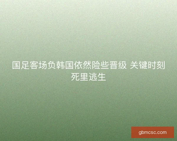 国足客场负韩国依然险些晋级 关键时刻死里逃生